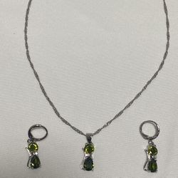 925 Sterling Silver/zirconia  Little cat Jewelry set.