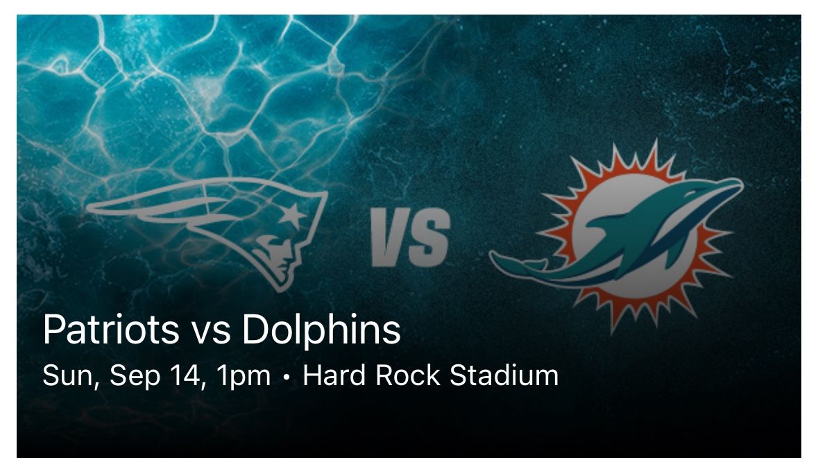 Dolphins vs Patriots (3 Tickets )