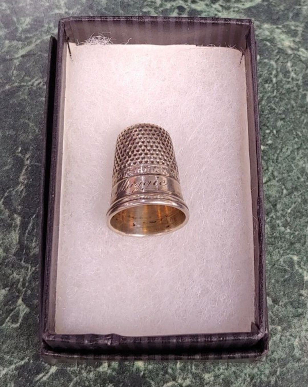 Vintage Sterling Thimble, Engraved Name Maggie #7 Seamstress Gift