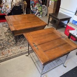 Vintage Fench Style (Wood & Iron) Coffee and End-Side Table with Lift Top Compartments 
