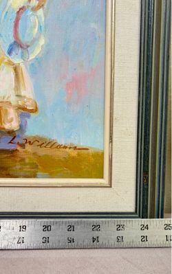 Large Impressionist painting of a sunny beach