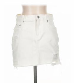 GAP White Distressed Denim Raw Hem Mini Skirt - Size 31R