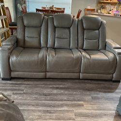 Brand New Ashley Furniture Grey Leather Couch 