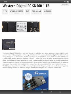 Western digital 1Tb nvme ssd