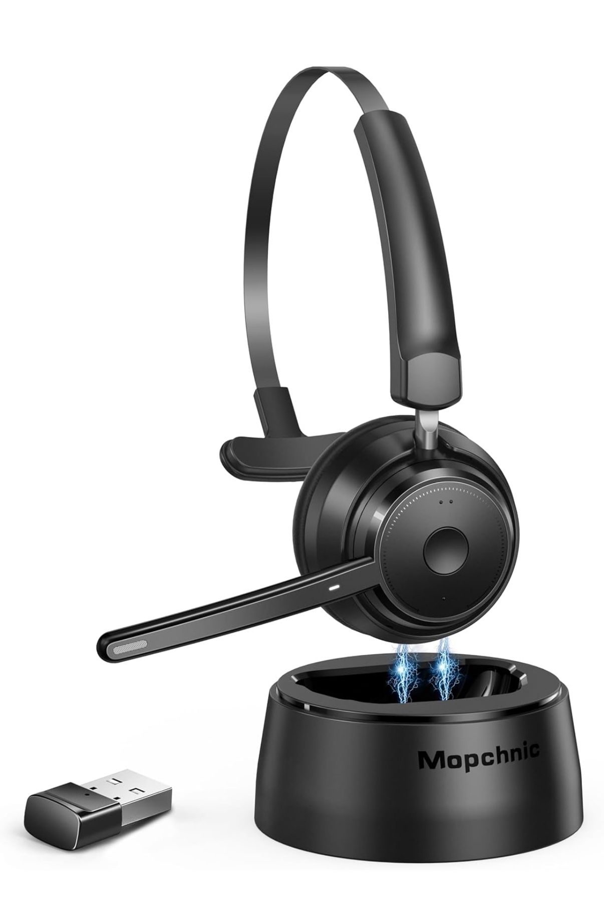 Mopchnic Bluetooth Headset, Wireless Headset with Upgraded Microphone AI Noise Canceling, On Ear Bluetooth...