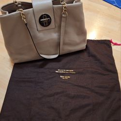 Kate Spade Beige Turn Lock Leather Purse 