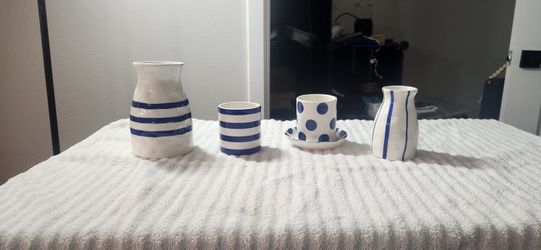 Blue Striped Glass Set
