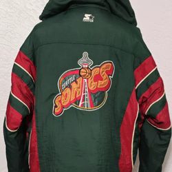 Seattle SuperSonics Starter Jacket Puffer Coat Mens XL Vintage 90s NBA SONICS OG