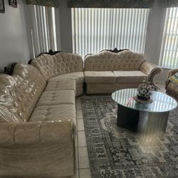 Three piece sectional sofa set