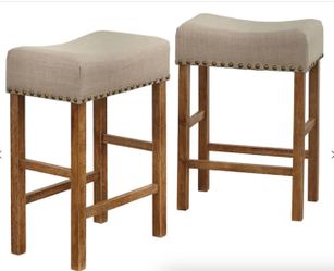 Tan/Beige Nailhead 24” Counter Height Stools 3 Total