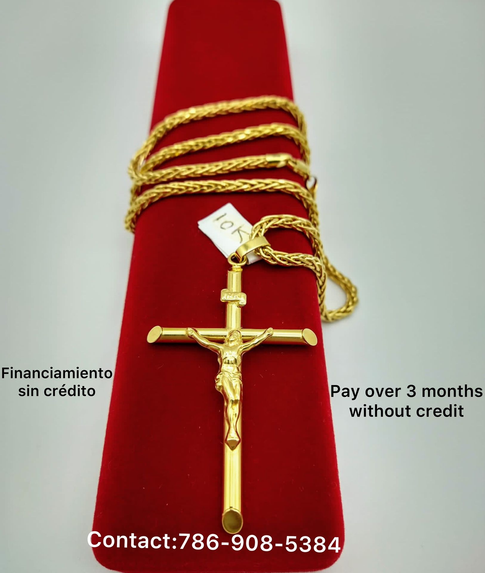 10K Gold Chain With Cruicifix. Cadena De Oro Con Crucifijo