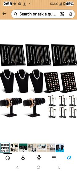 Black Velvet Jewelry Display Stand Set
