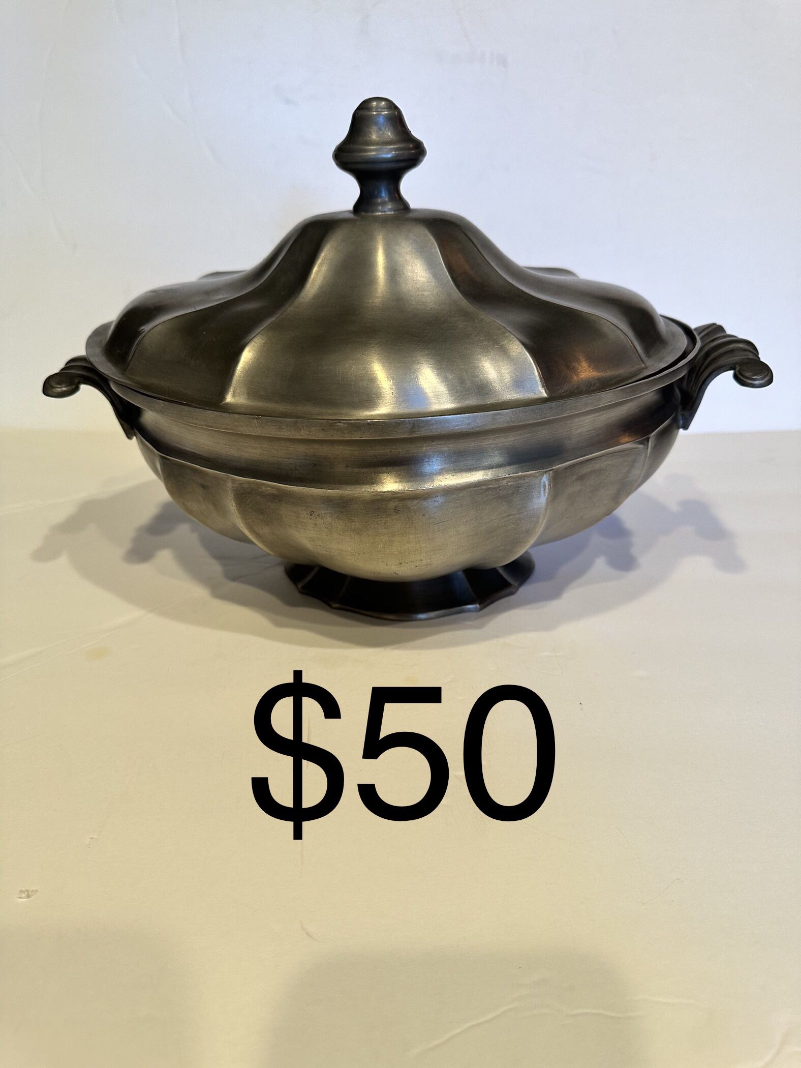 Antique Italian pewter tureen. Only $50.