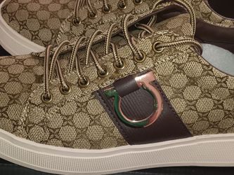 FARANZI Men's Brown Monogram Sneakers Size 7.5