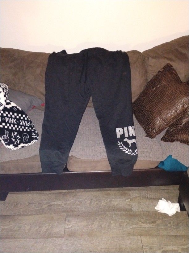 Victoria Secret Pink Black Sweatpants Xl