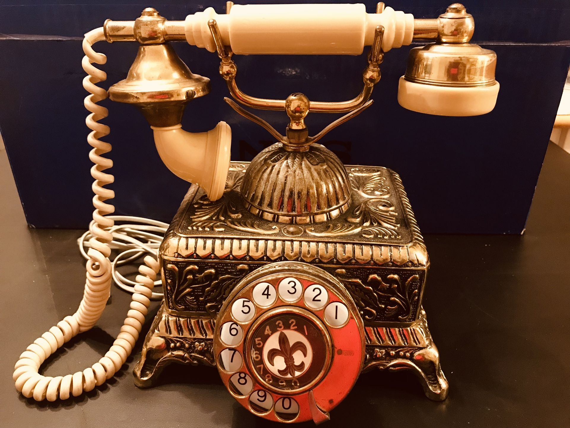 Vintage Brass and Gilt Victorian Style Rotary Phone