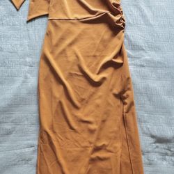 One Shoulder Orange Dress