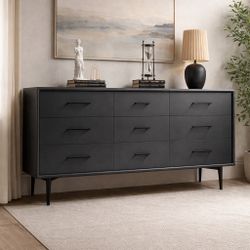 Modern charcoal MCM style dresser 9 drawers / credenza / tv stand