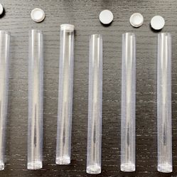 30 Pack Clear Plastic Test Tubes with White Caps For Experiments, Party, Candy, Blunts
