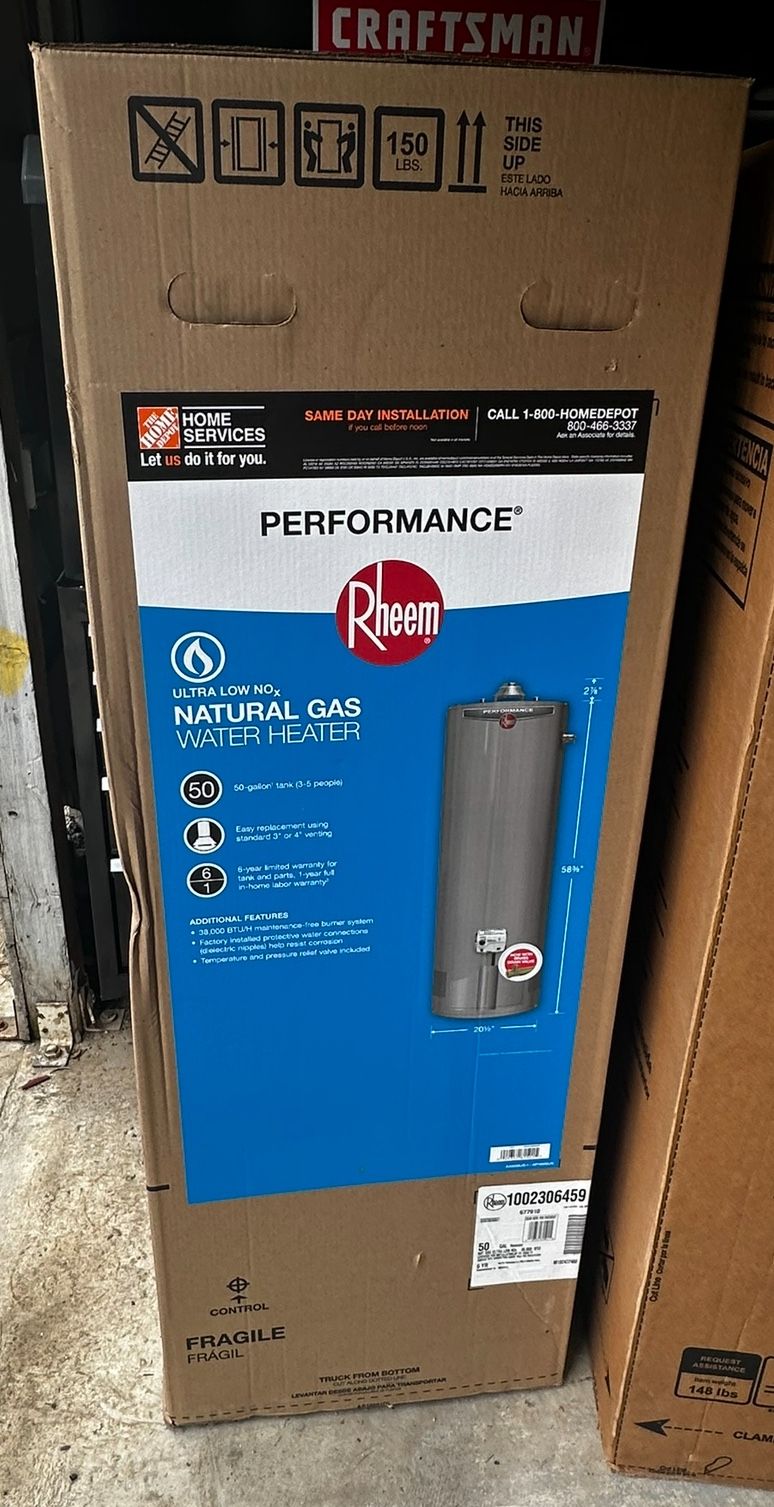 Water Heater Rheem 50 Gallon 