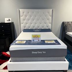 💎Bedazzled Leather Tufted Bed Frame✨ **90 Days Interest Free**  