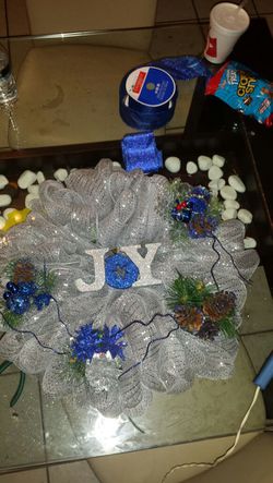Joy holiday mesh wreath