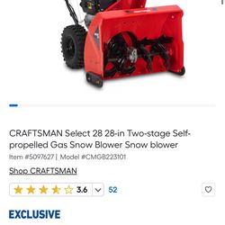 Craftsman Select 28 Snowblower 