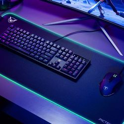 Large GB Gaming Mouse Pad, Oversized Glowing RGB Extended Mousepad, Anti-Slip Rubber Base and Waterproof Surface, Extra Large Soft RGB Computer Keyboa