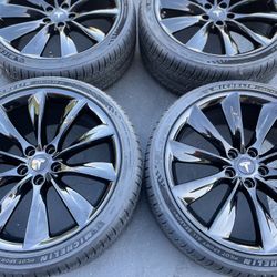 21” Oem Tesla Model S Factory Wheels 21 Inch Gloss Black Rims Tesla S