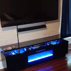 Tv Stand - 2 Tier With Fireplace - Up To 88in Tv 