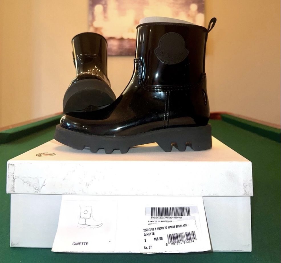 Moncler Ginette logo-appliquéd glossed-rubber rain boots