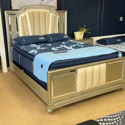 Chevanna Platinum Queen Upholstered Panel Bed