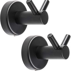 Robe Towel Hooks Matte Black Bath Door Wall Mounted Stainless Steel Coat Clothes Hanger Heavy Duty