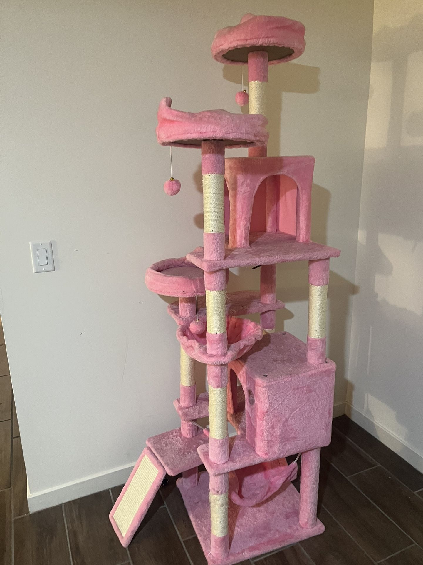Pink 75 inch tall cat tree