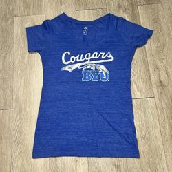 BYU Cougars Women's Adidas V-neck Short Sleeve Shirt Size Medium Blue