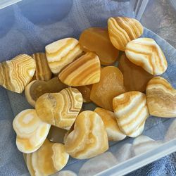 19 Pieces Of Golden Calcite Stone 2 “ Hearts