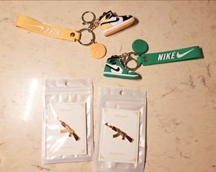 NEW 2 Nike Keycrains & 2 AK47 Pins