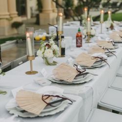 Gold Ribbed Hurricane Candle Holders - Set of 3 | Like New 