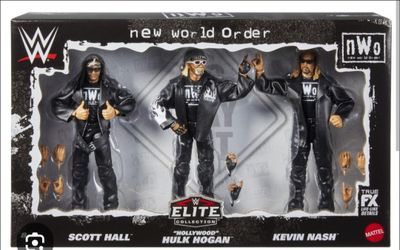 Brand New Wwe Elite Walmart Exclusive Nwo 3 Pack Scott Hall, Hulk Hogan and Kevin Nash.