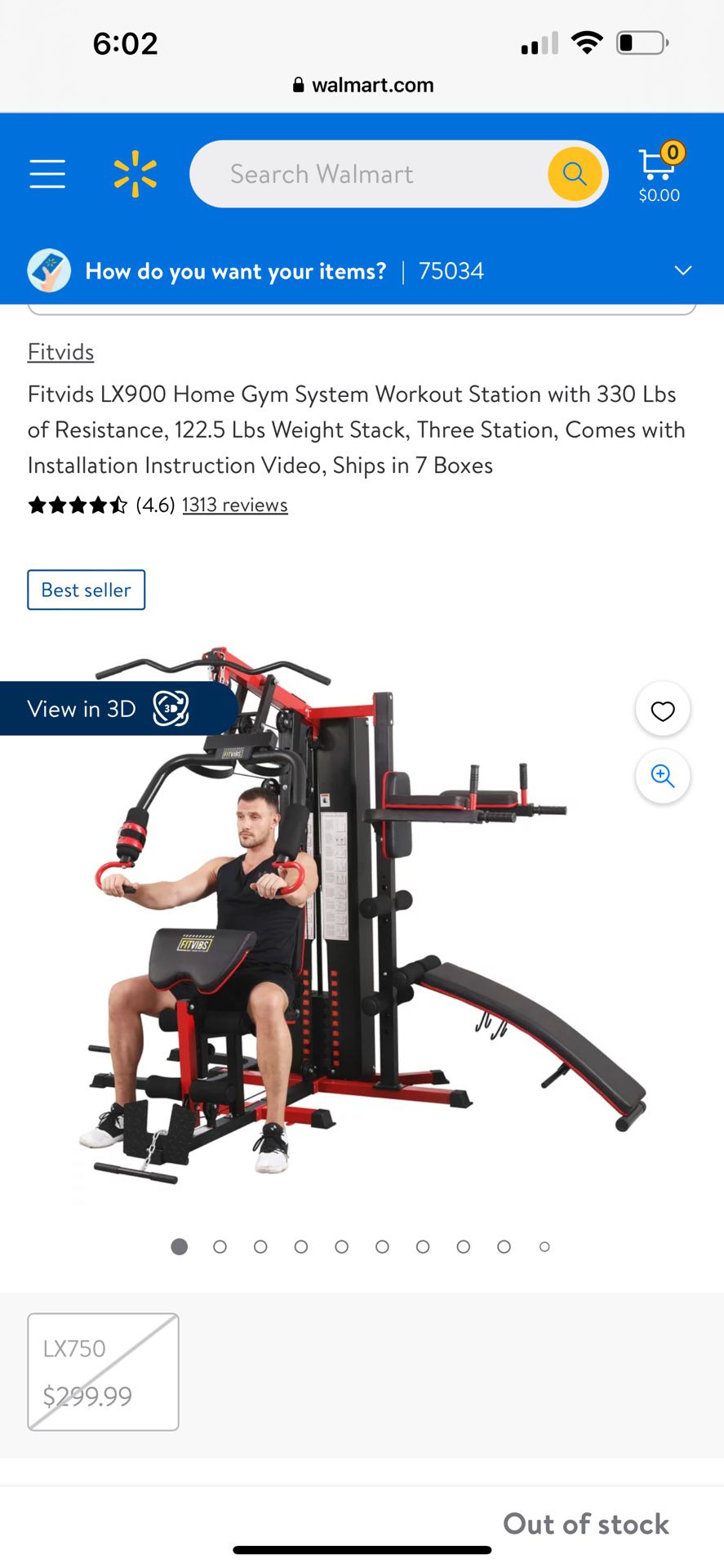 Fitvids LX900 Home Gym System Workout Station with 330 Lbs of Resistance, 122.5 Lbs Weight Stack, Three Station, Comes with Installation Instruction V