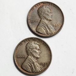 1937 , 1937-D Wheat Cent Penny Coins - Excellent Condition