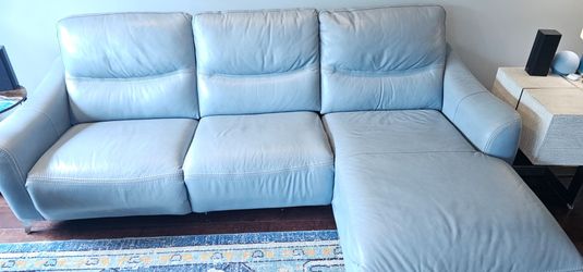 Leather sectional with power recliner and chaise