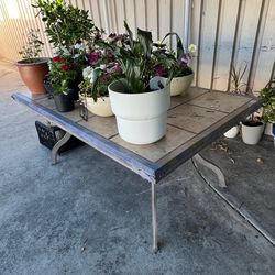 Patio table, 5’ x 3’ metal and tile