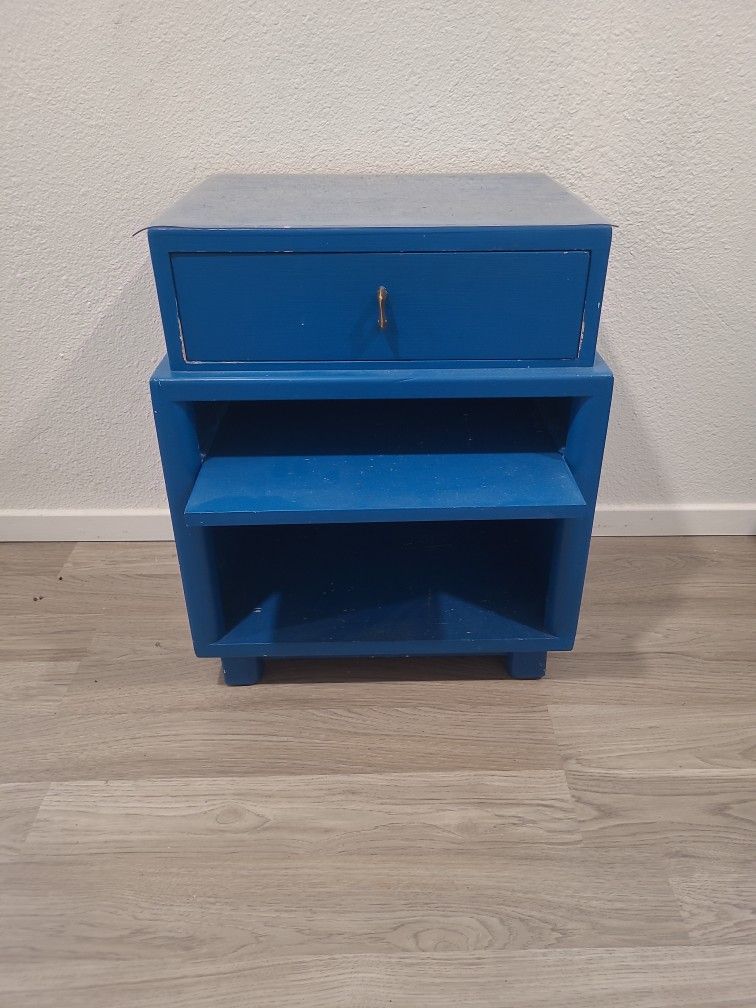 Small Blue End Table With Drawer