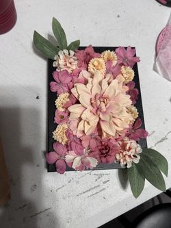 Pink/Cream floral framed accent piece