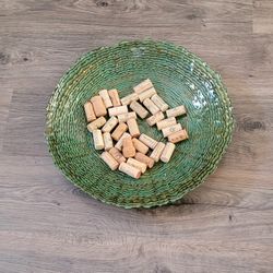  Glass Decoration Plate / Bowl  Breen And Gold 17"1/2 Antique, For Fruits/ Decoration. Used