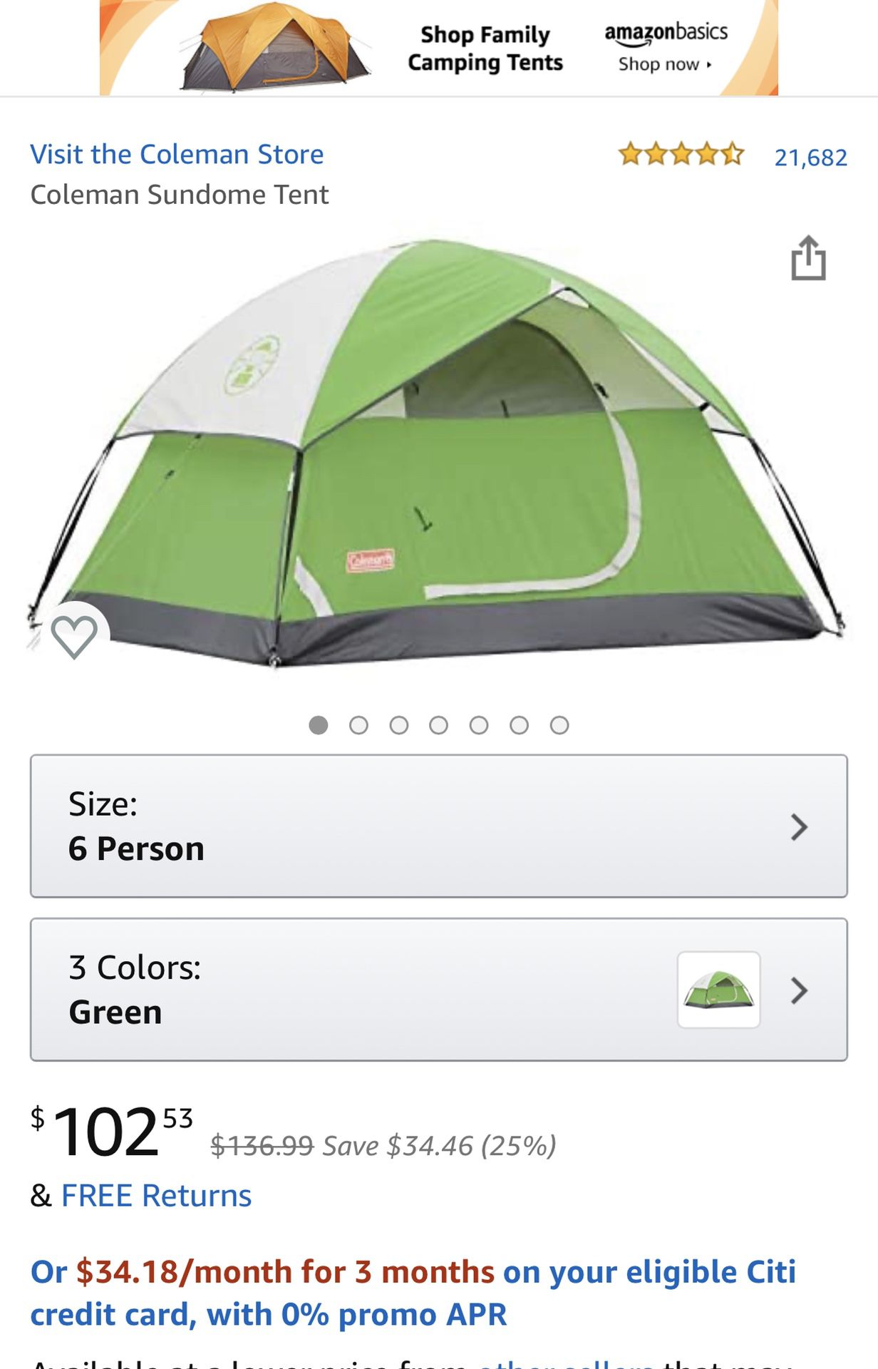 Coleman tent 6 person NEW