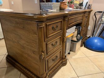 Wooden desk and china cabinet