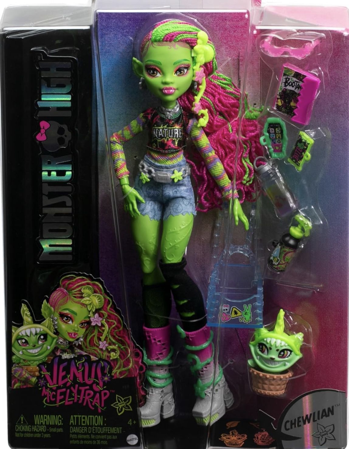 Monster High Venus McFlytrap Doll with Pet Chewlian & Accessories G3 NEW!