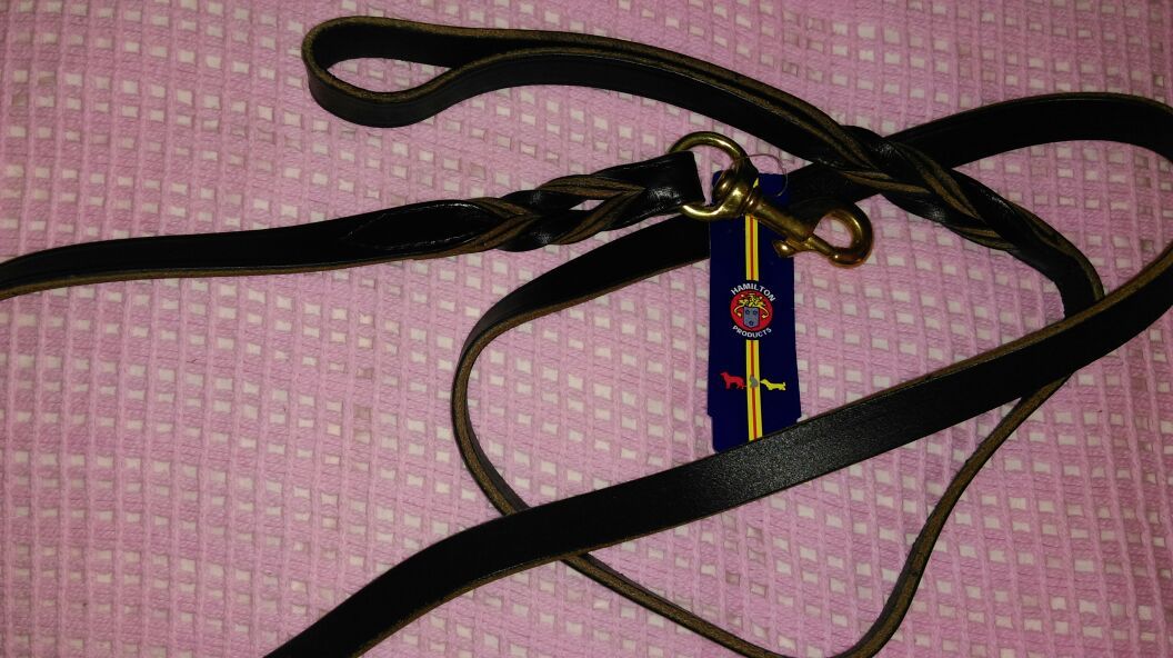 New with tags Hamilton Products black leather twist lead 6'